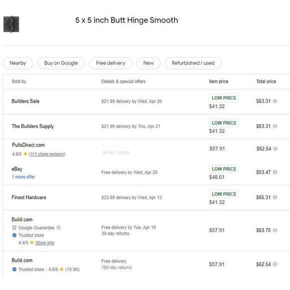 5 in. Matte Black Cast Iron Butt Hinge, Heavy Duty Gate Hardware - Free Shipping - Picture 2 of 4